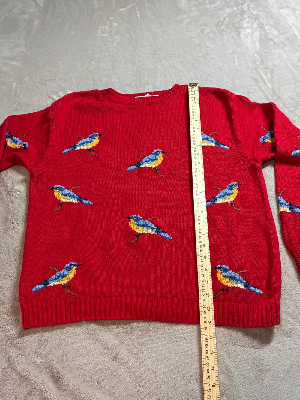 VTG 90s National Wildlife Federation Bird Sweater Cottagecore Women Medium M Red - Picture 6 of 9